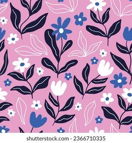 Seamless pattern with abstract flowers. Creative floral surface design. Vector design for paper, cover, fabric interior decor.