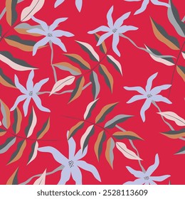Seamless pattern with abstract flowers. Creative floral surface design. Vector background
