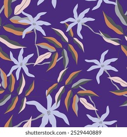 Seamless pattern with abstract flowers. Creative floral surface design. Vector background