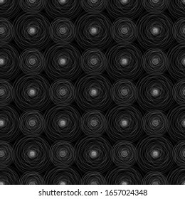 Patrón inoxidable con flores abstractas. Patrón de candeliones. Ilustración vectorial. Flores caóticas blancas. Silueta con flores blancas en un fondo negro. Patrón de impresión. Patrón de candeliones blancos.