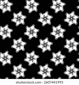 seamless pattern of abstract flowers design with black background