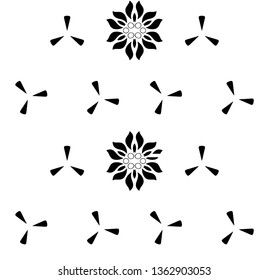 Seamless pattern with abstract flowers. Elegant monochromatic texture in black color over white background