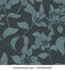 Seamless pattern with abstract flowers. Floral background.