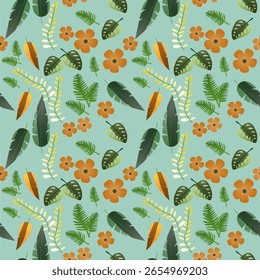 seamless pattern with abstract flowers Seamless Floral Pattern tiny leaves in vector art,textile design,flower leaf,abstract effect,pattern allover repeats,pastel colors botanical ,fabric wallpaper