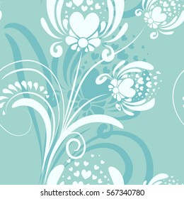 Seamless pattern with abstract flowers. Floral background