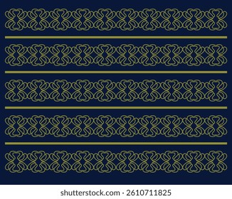 Seamless pattern abstract flowers gold color in blue background