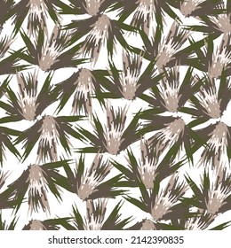 Patrón inmaculado de flores abstractas en tonos verdes. Ideal para vestidos o superficies de moda.