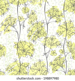 Seamless pattern of abstract flowers. Hand-drawn floral background.
