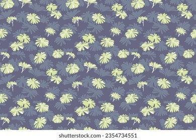  Patrón sin foco con flores abstractas. Flores de silueta de moda dibujadas a mano. Rama de diseño vectorial para tela, decoración interior, textil, papel pintado, diseño de superficie, etiqueta, embalaje.