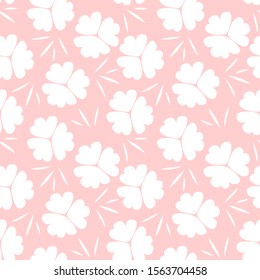 Seamless pattern with abstract flowers and leaves. Bright floral background.