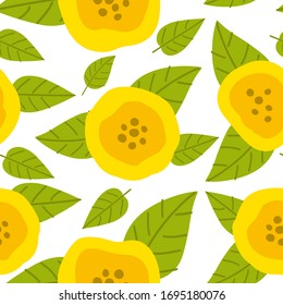 Patrón sin inconvenientes con flores y hojas abstractas. Textura floral primaveral. Textura creativa para tela, envoltura, textil, papel pintado, ropa. Ilustración dibujada por la mano del vector