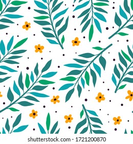 Seamless pattern with abstract flowers and leaves