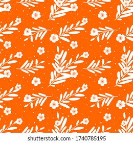 Seamless pattern with abstract flowers and leaves