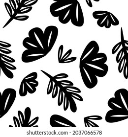 Patrón sin foco con flores y hojas abstractas. Fondo floral brillante.
