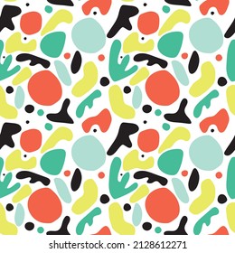 Seamless pattern with abstract flowers and leaves. Contemporary wallpaper. 
