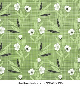 Seamless pattern with abstract flowers and leaves.
