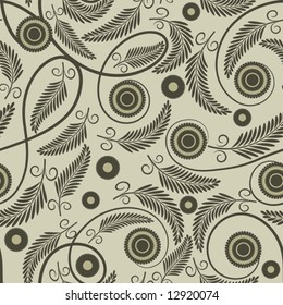 Seamless pattern with  abstract flowers and leaves.(can be repeated and scaled in any size)