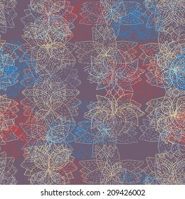 Seamless pattern with abstract flowers muted tones
