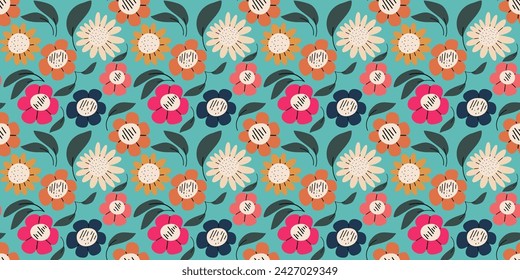 Patrón sin costuras con flores abstractas. Fondo natural. Ilustración de vector