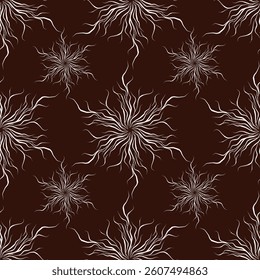 seamless pattern of abstract flowers nature geometric with brown color background vector illustration