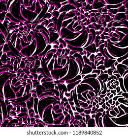 Seamless pattern with abstract flowers on white background