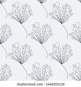 Seamless pattern, abstract flowers on white background. Geometric. Floral design for wallpaper, textile, packaging. Vector illustration