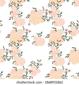 Seamless pattern with abstract flowers on darck Vector background. Creative color floral surface design.