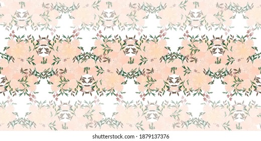 Seamless pattern with abstract flowers on darck Vector background. Creative color floral surface design.