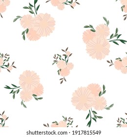 Seamless pattern with abstract flowers on darck Vector background. Creative color floral surface design.