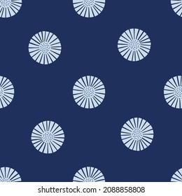 Flores abstractas de patrón impecables sobre fondo azul. Textura vintage de plantas para el diseño textil. Impresión de plantilla geométrica para cualquier propósito. Ornamento simple de tela vectorial.