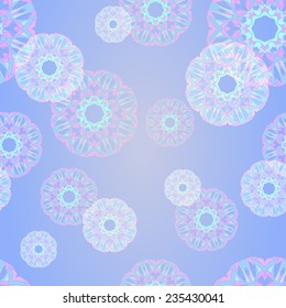 seamless pattern with abstract flowers on a blue background