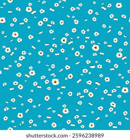 Seamless pattern Abstract Flowers on blue background. for fabric, fashion, wallpaper, card.