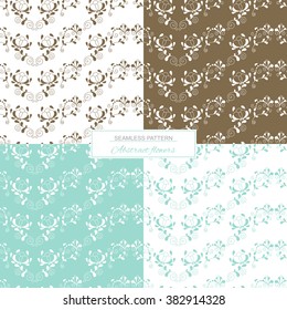 Seamless pattern of abstract flowers on a white chocolate background, tender, romantic ornament 