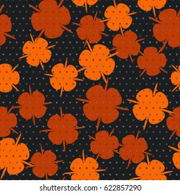Seamless pattern.  Abstract flowers. Orange and gray tones.