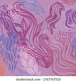 Patrón inmaculado con flores abstractas en colores pastel. Formas abstractas y orgánicas. Fondo exótico para papeles pintados, papel de envoltura o textiles.  Diseño para tela, papel artesanal, tarjeta de felicitación.