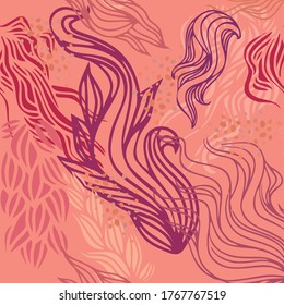 Seamless pattern with abstract flowers in pastel colors. Abstract and organic shapes. Exotic background for wallpapers, wrapping paper or textile.  Design for fabric, craft paper, greeting card.