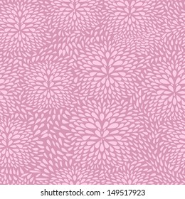 Seamless pattern with abstract flowers in pink colors; prominent flowers