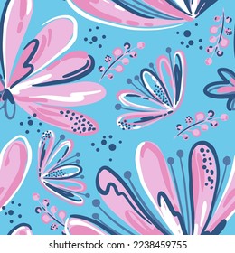Seamless pattern with abstract flowers print. Creative texture for fabric, wrapping, textile, wallpaper, apparel. Vector illustration background