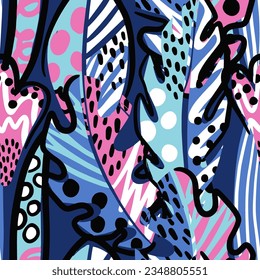 Seamless pattern with abstract flowers print. Creative texture for fabric, wrapping, textile, wallpaper, apparel. Vector illustration background