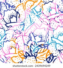 Seamless pattern with abstract  flowers print. Creative texture for fabric, wrapping, background, textile, wallpaper, apparel. Vector illustration 