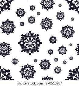 Seamless pattern with abstract flowers. Repeating modern stylish geometric background. Simple abstract monochrome vector texture