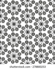 Seamless pattern with abstract flowers. Repeating modern stylish geometric background. Simple abstract monochrome vector texture.