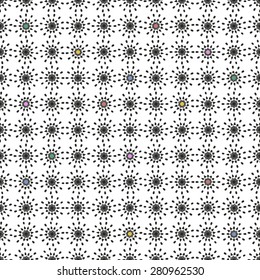 Seamless pattern with abstract flowers. Repeating modern stylish geometric background. Simple abstract monochrome vector texture.