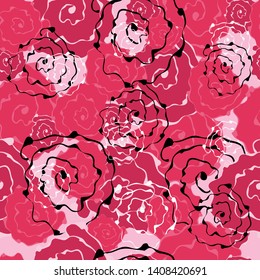Seamless pattern of abstract flowers roses. For the design of backgrounds, wallpapers, covers, fabrics, packaging, wrappers