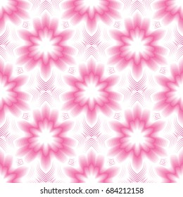 Seamless pattern. Abstract flowers. Smooth color transitions. Pink and white.