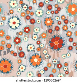 Seamless pattern. Abstract flowers. Spring paints.
Background consisting of flowing colorful blots. Easy to edit.