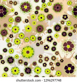 Seamless pattern. Abstract flowers. Spring paints.
The background consists of large blots. Easy to edit.
