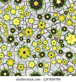 Seamless pattern. Abstract flowers. Spring paints.
Marble background with broken lines. Easy to edit.