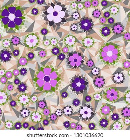 Seamless pattern. Abstract flowers. Spring paints.
The background consists of acute-angled fragments. Editable.