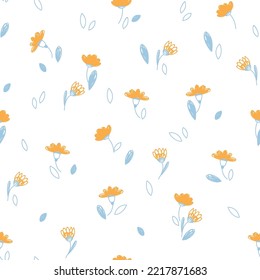 Seamless pattern with abstract flowers. Spring, summer background. Seamless background for nursery decor, fabrics, children's textiles, wrapping paper. Vector